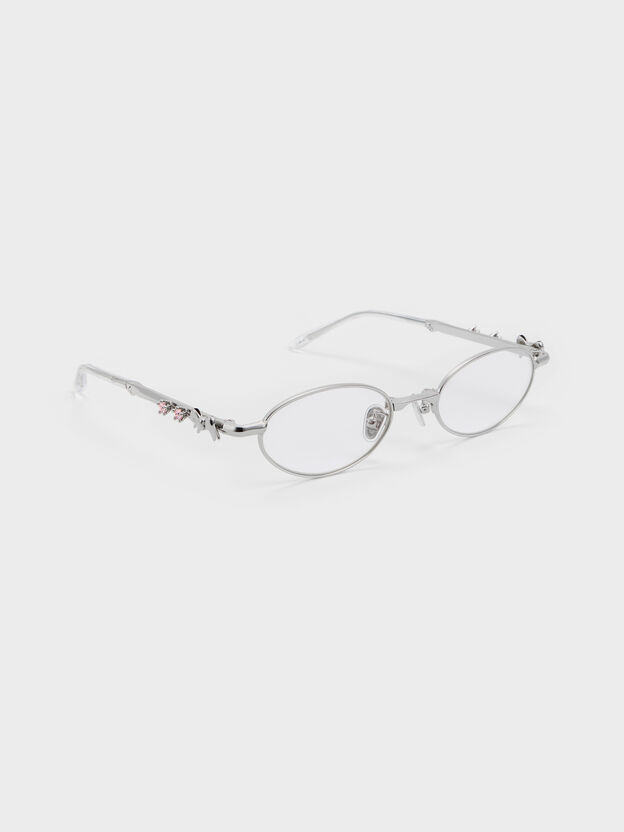 Paige Bow Crystal Clear Sunglasses, Silver, hi-res