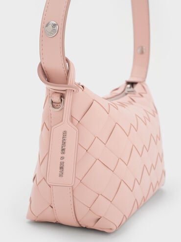 Ivette Woven Shoulder Bag, Light Pink, hi-res