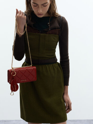 Ciara Heart & Key Charm, Burgundy, hi-res