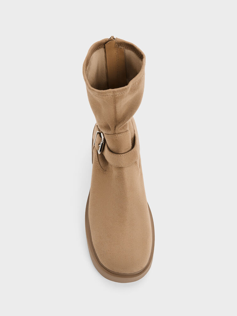 Evan Faux Suede Platform Ankle Boots, Sand, hi-res