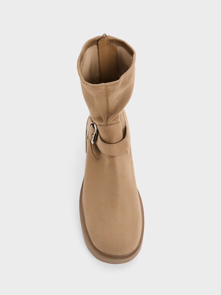 Evan Faux Suede Platform Ankle Boots, Sand, hi-res