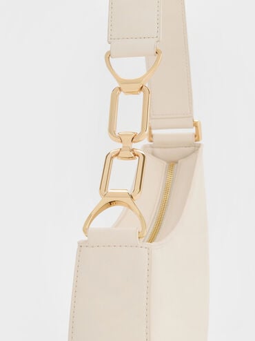 Agatha Chain-Accent Shoulder Bag, Cream, hi-res
