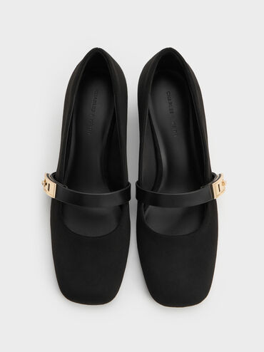 Lando Faux Suede Mary Jane Pumps, Black2, hi-res