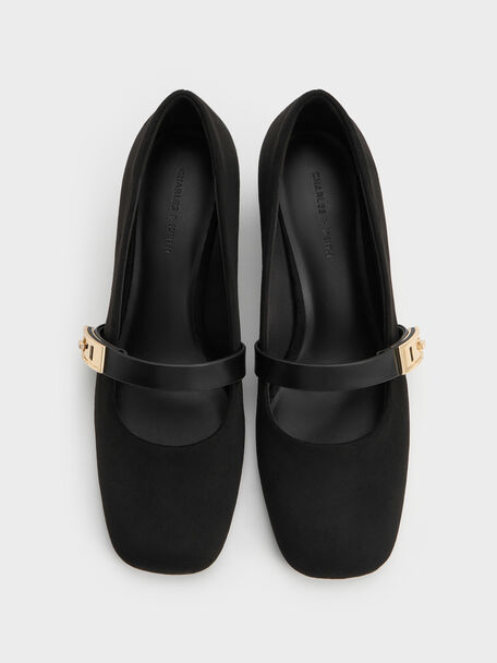 Lando Faux Suede Mary Jane Pumps, Black2, hi-res