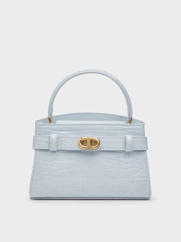 Aubrielle Croc-Effect Top Handle Bag, Sea Salt Blue, hi-res