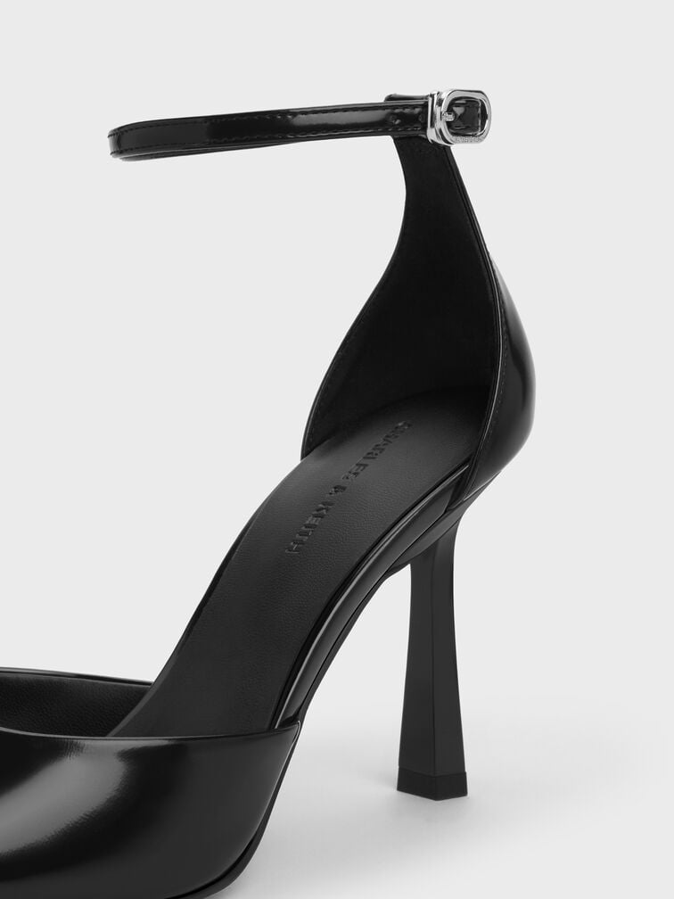 Pointed-Toe Ankle-Strap D'Orsay Pumps, Black Box, hi-res