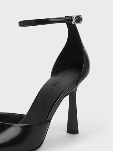 Pointed-Toe Ankle-Strap D'Orsay Pumps, Black Box, hi-res