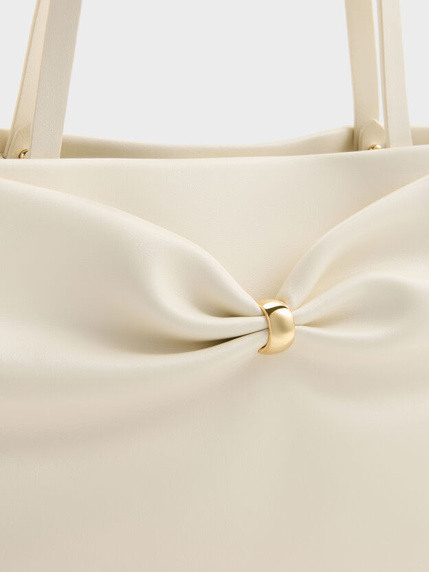 Halsey Ruched Tote Bag, Cream, hi-res