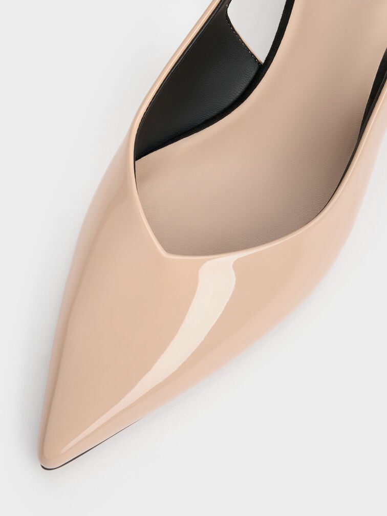 Luciana Patent Slingback Kitten Heels, Nude, hi-res