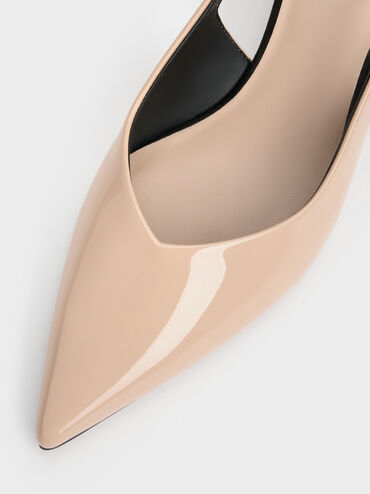 Luciana Patent Slingback Kitten Heels, Nude, hi-res