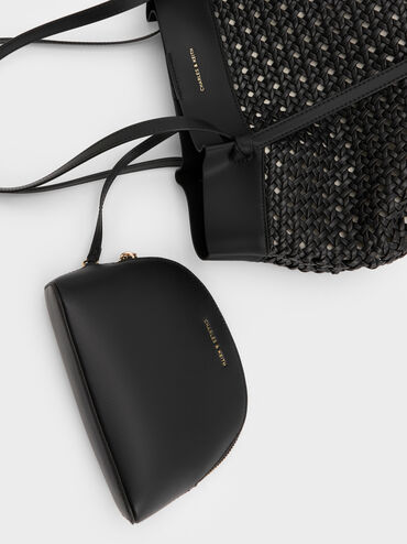 Calla Woven Tote Bag, Black, hi-res