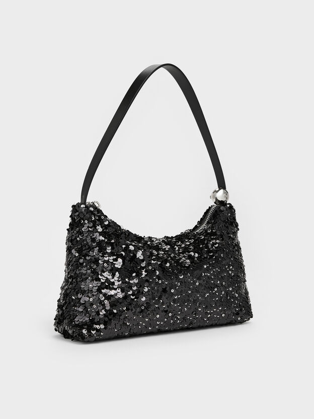 Jesmyn Sequinned Two-Way Bag, Noir, hi-res