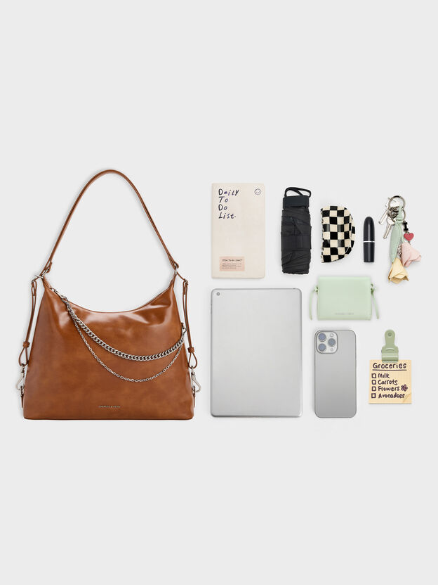 Atwood Chain Convertible Hobo Bag, Distressed Tan, hi-res