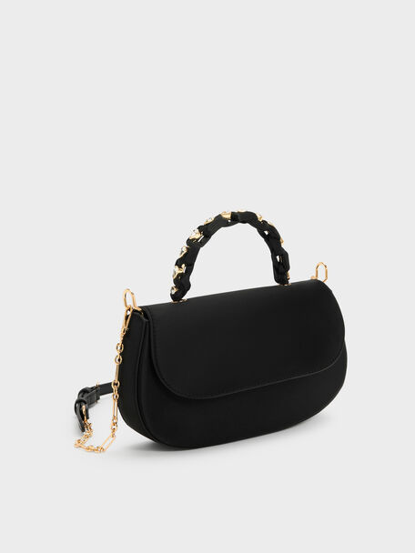 Eilian Braided Top Handle Bag, Black, hi-res