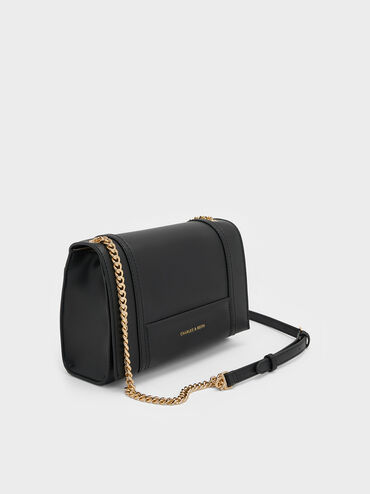 Shalia Chain-Strap Shoulder Bag, Black, hi-res