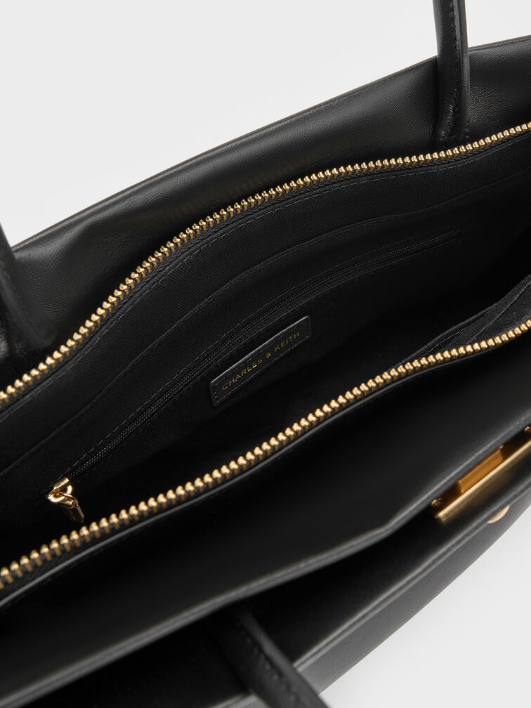 Lennie Top Handle Satchel Bag, Black, hi-res