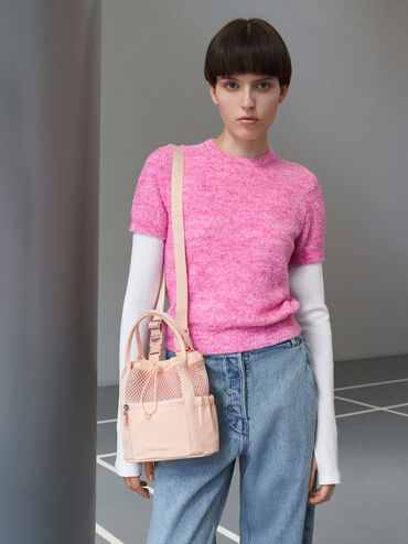 Terra Mesh & Nylon Multi-Way Bag, Light Pink, hi-res