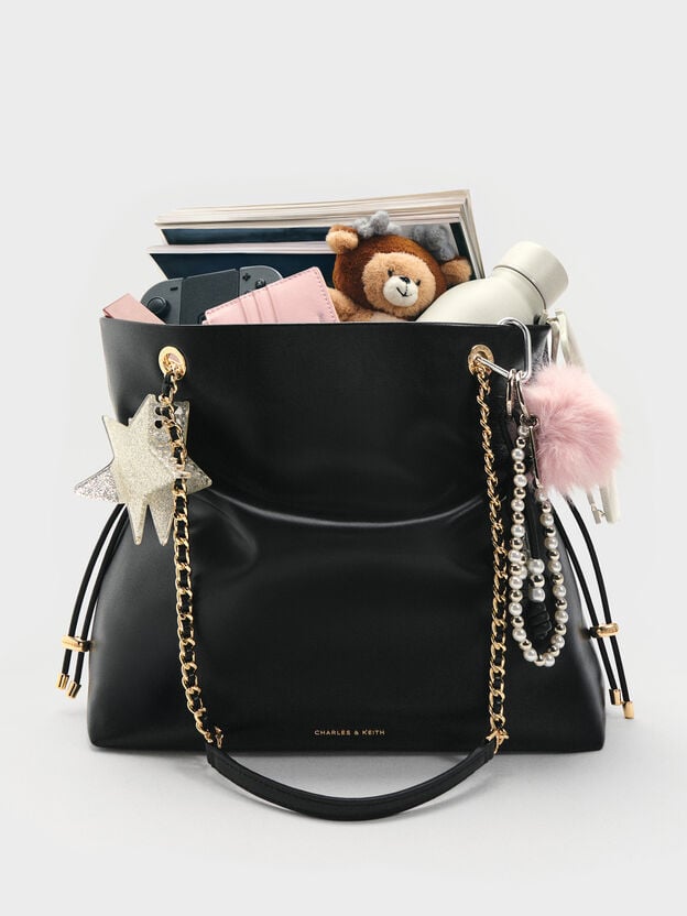 Arya Braided-Chain Tote Bag, Black, hi-res