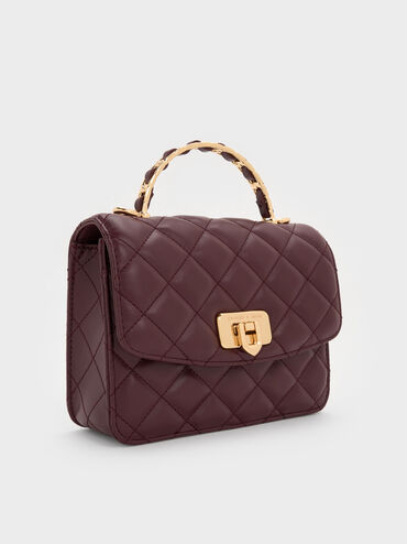 Cressida Quilted Top Handle Bag, Wineberry Red, hi-res