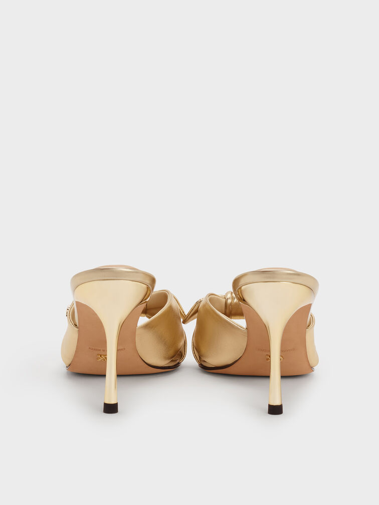 Jayce Metallic Leather Stiletto Mules, Gold, hi-res