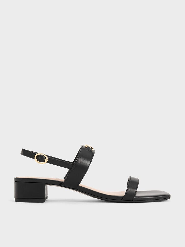 Trifina Metallic-Accent Slingback Sandals, Black, hi-res