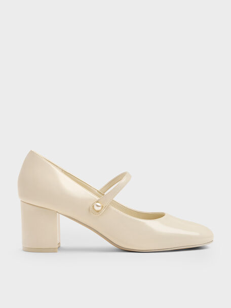 Marie Pearl Mary Jane Pumps, Cream, hi-res