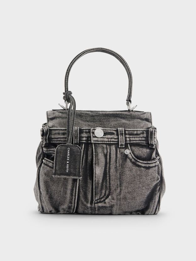 Arita Denim Jeans Top Handle Bag, Denim Noir, hi-res
