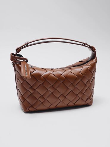 Ivette Woven Shoulder Bag, Chocolate, hi-res
