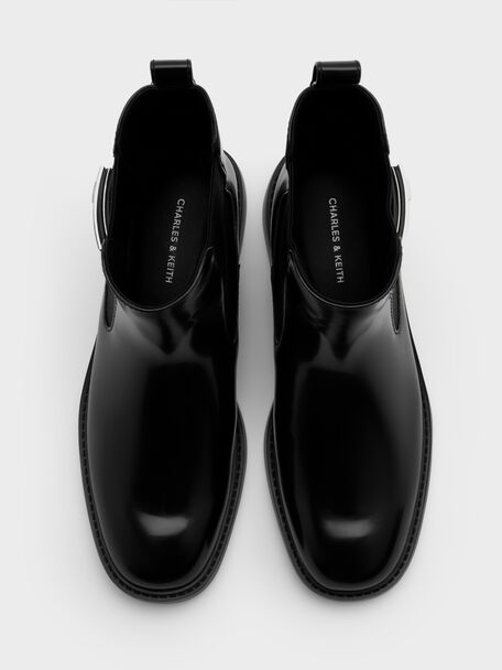 Lando Metallic-Buckle Chelsea Boots, Black Box, hi-res