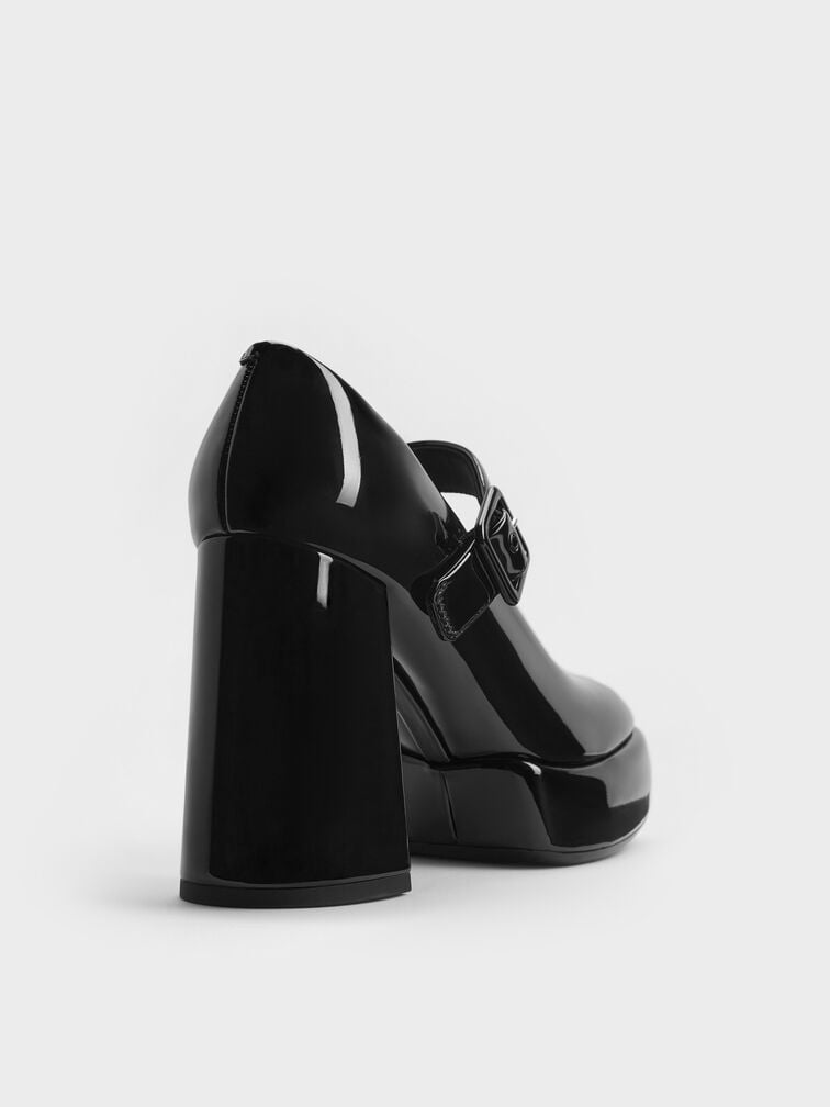 Patent Block-Heel Platform Mary Jane Pumps, Black Patent, hi-res