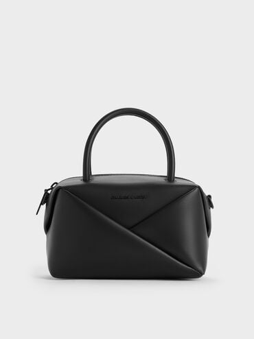Midori Geometric Bowling Bag, Jet Black, hi-res
