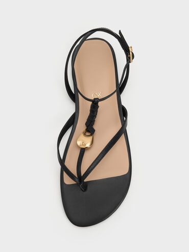 Adema Leather Strappy Thong Sandals, Black, hi-res