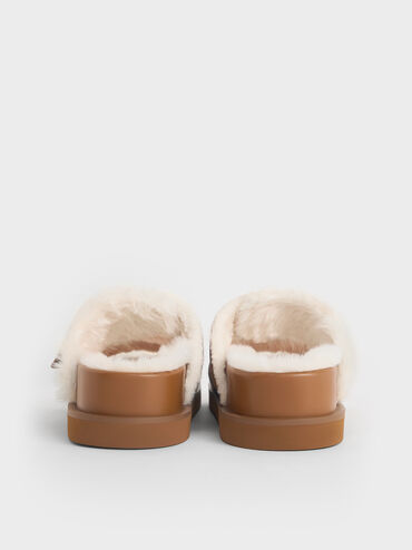 Hannah Furry Buckled Double-Strap Sandals, Brown, hi-res