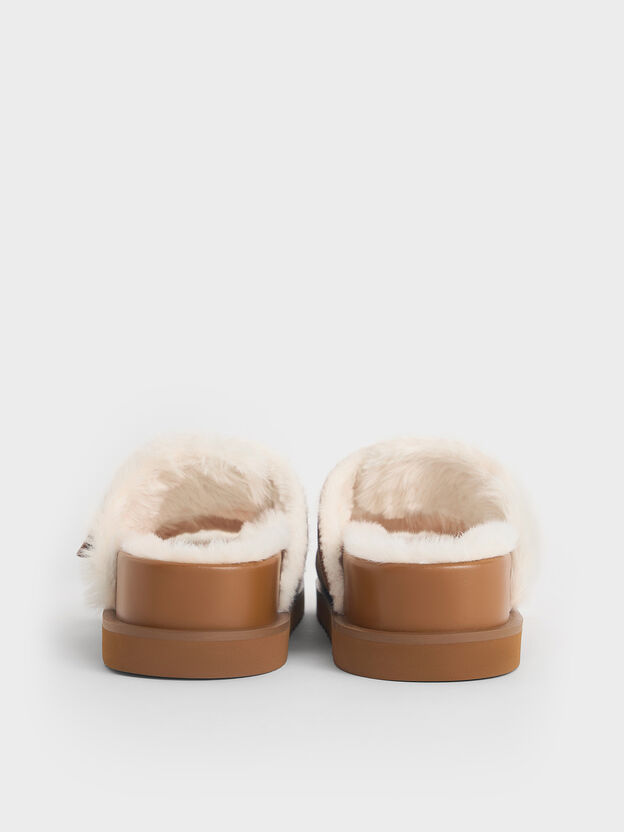 Hannah Furry Buckled Double-Strap Sandals, Brown, hi-res