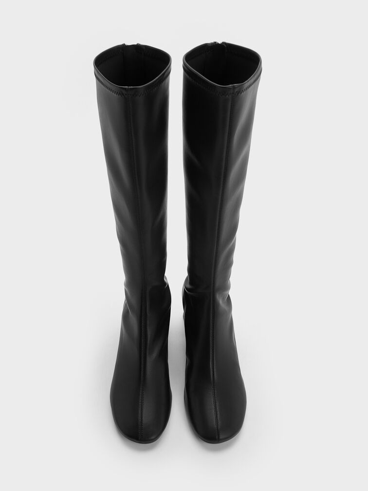Block Heel Knee Boots, Black, hi-res