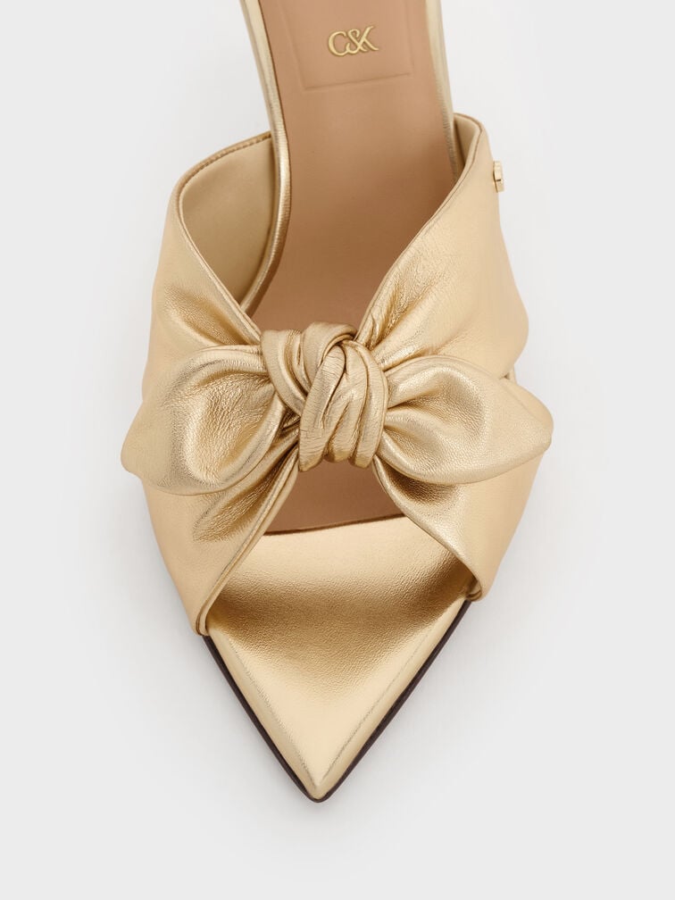 Jayce Metallic Leather Stiletto Mules, Gold, hi-res