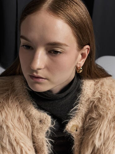 Annalise Huggie Earrings, Gold, hi-res