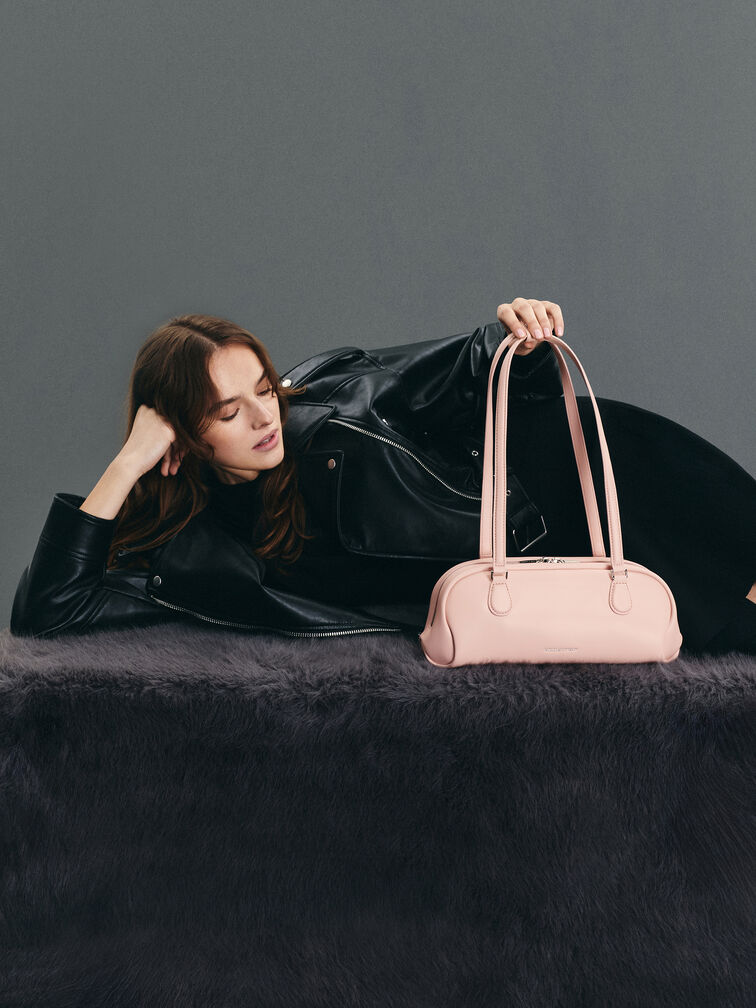 Nelly Elongated Shoulder Bag, Light Pink, hi-res