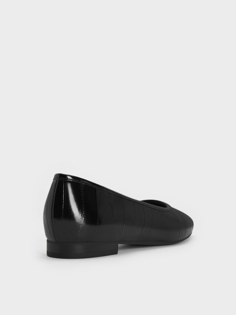 Griselda Eel-Effect Ballet Flats, Animal Print Black, hi-res