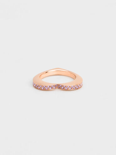 Malorie Crystal Heart Ring, Rose Gold, hi-res