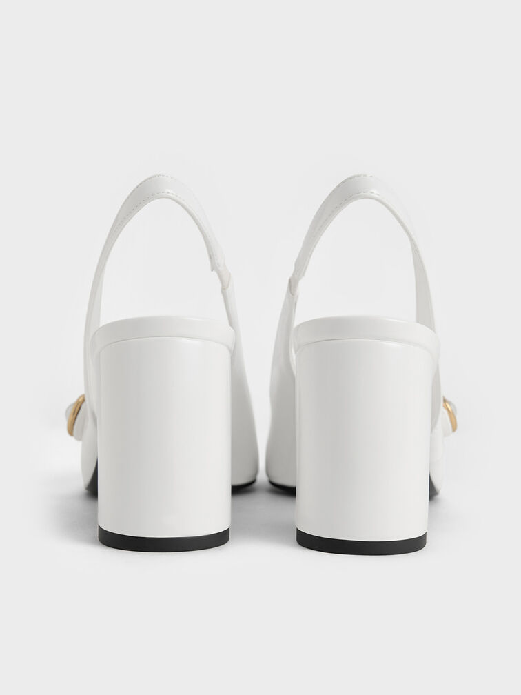 Pearl-Accent Mary Jane Slingback Pumps, White, hi-res