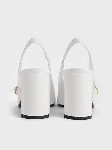 Pearl-Accent Mary Jane Slingback Pumps, White, hi-res