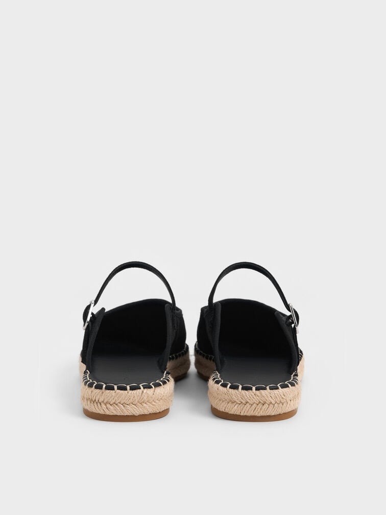 Bernadine Faux Suede Espadrille Mules, Black Textured, hi-res