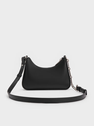 Lane Chain-Link Shoulder Bag, Noir, hi-res