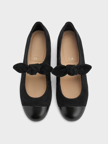 Suede & Leather Mary Janes, Black, hi-res