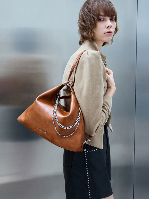 Atwood Chain Convertible Hobo Bag, Distressed Tan, hi-res