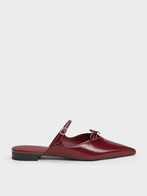 Bow Mary Jane Mules, Burgundy, hi-res