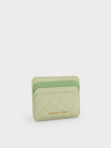 Cleo Two-Tone Quilted Card Holder, Matcha Green, hi-res