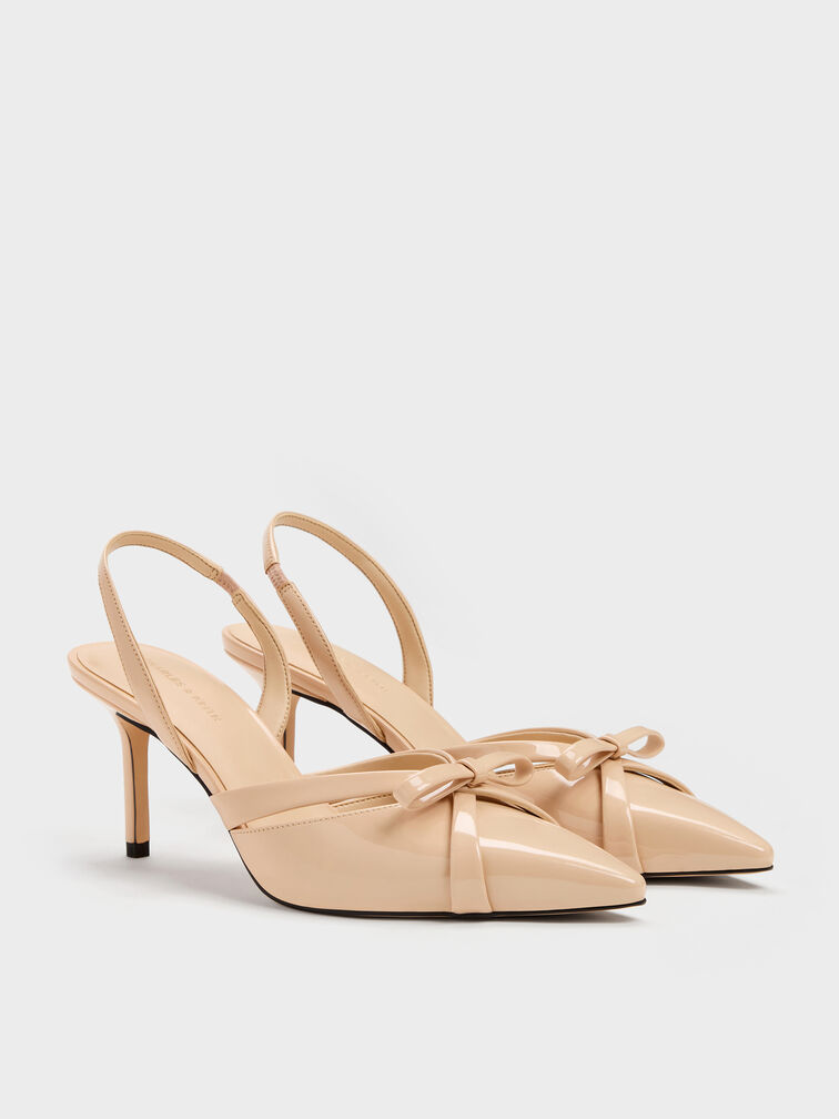 Kaleen Patent Slingback Stilettos, Nude, hi-res