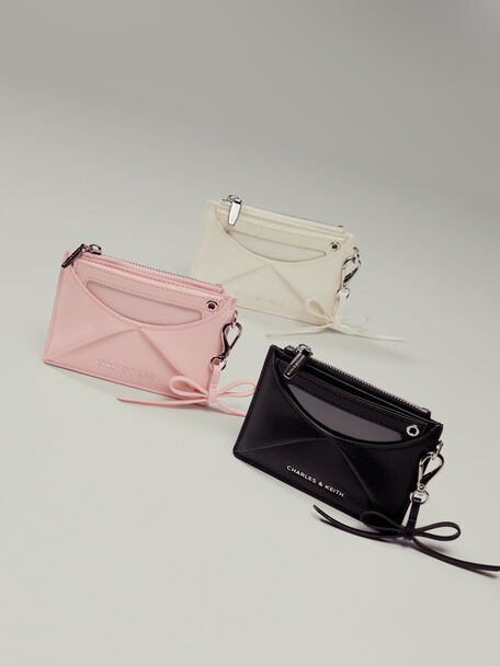 Hazel Bow Panelled Card Holder, Cream, hi-res
